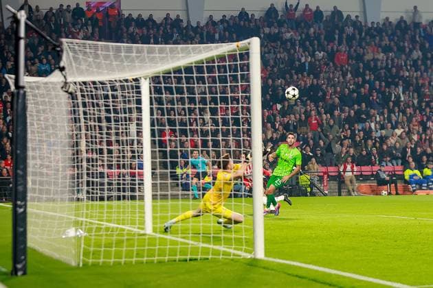 EINDHOVEN, 12-05-2019, Philips stadium. Dutch football, Champions League, season 2024-2025. Player PSV Guus Til shoots PSV - Sporting CP  x26368912x Copyright: