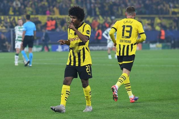 Soccer Champions League Matchday 2 Borussia Dortmund Celtic Glasgow on 01 10 2024 at Signal Iduna Park in Dortmund Goal celebration for 2 1 by Karim Adeyemi Dortmund xRx