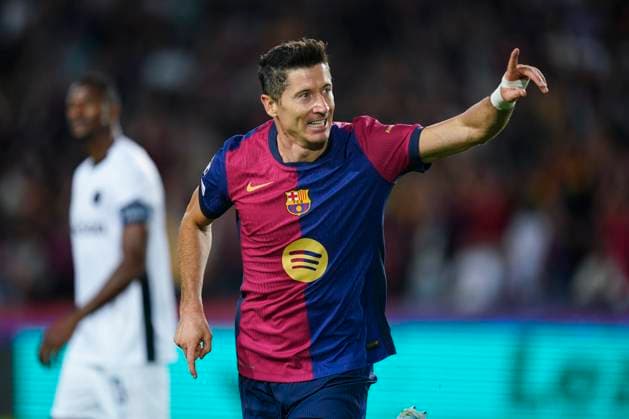 ESP: FC Barcelona, Barca v BSC Young Boys. UEFA Champions League match. Date 2 Robert Lewandowski of FC Barcelona celebrates the 1-0during the UEFA Champions League match, date 2, second leg, between FC Barcelona and BSC Young Boys played at Camp Nou Stadium on October 1, 2024 in Barcelona Spain. kpng Copyright: xSergioxRuizx xImagox PS_241001_BAR_YOU_012