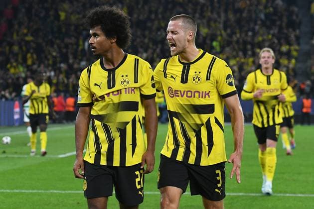 Soccer Champions League Matchday 2 Borussia Dortmund Celtic Glasgow on 01 10 2024 at Signal Iduna Park in Dortmund Goal celebration for 3 1 by Karim Adeyemi Dortmund xRx