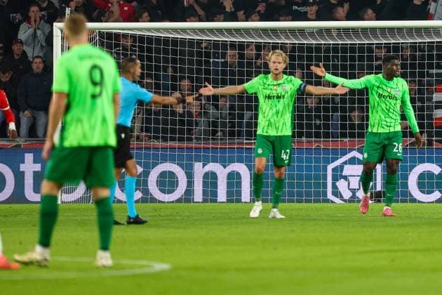 EINDHOVEN, 12-05-2019, Philips stadium. Dutch football, Champions League, season 2024-2025. Player Sporting CP Ricardo Esgaio and Player Sporting CP Ousmane Diomande PSV - Sporting CP  x26369216x Copyright: