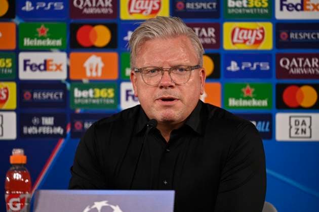 Press conference PK Coach Lars Friis AC Sparta Prague Champions League VfB Stuttgart vs AC Sparta Prague 01 10 2024 DFL REGULATIONS PROHIBIT ANY USE OF PHOTOGRAPHS AS IMAGE SEQUENCES AND OR QUASI VIDEO VfB Stuttgart vs AC Sparta Prague