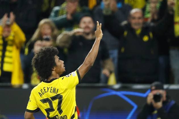 DORTMUND - Karim Adeyemi of Borussia Dortmund celebrates 5-1 during the UEFA Champions League match between Borussia Dortmund and Celtic FC at Signal Iduna Park on Oct. 01, 2024 in Dortmund, Germany. ANP Hollandse Hoogte BART STOUTJESDIJK UEFA Champions League 2024 25 League Phase MD2 2024 25 xVIxANPxSportx xBartxStoutjesdijkxIVx 509872119 originalFilename: 509872119.jpg