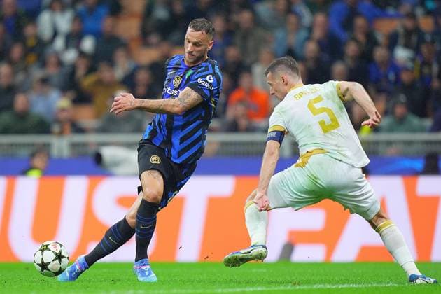 Inter Milan& x2019;s Marko Arnautovic during the Uefa Champions League soccer match between Inter and Fc Crvena at the San Siro Stadium in Milan, north Italy -Tuesday , October 1th , 2024. - Soccer .  Copyright: xSpada LaPressex