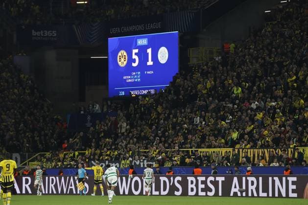 Sport Bilder des Tages DORTMUND - 5-1 on the scoreboard during the UEFA Champions League match between Borussia Dortmund and Celtic FC at the Signal Iduna Park on Oct. 01, 2024 in Dortmund, Germany. ANP Hollandse Hoogte BART STOUTJESDIJK UEFA Champions League 2024 25 League Phase MD2 2024 25 xVIxANPxSportx xBartxStoutjesdijkxIVx 509872176 originalFilename: 509872176.jpg