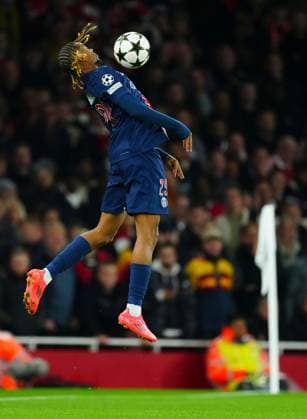 Bradley Barcola of PSG Arsenal v Paris Saint-Germain, UEFA Champions League, Group Stage, Football, Emirates Stadium, London, UK, 01 Oct 2024 EDITORIAL USE ONLY No use with unauthorised audio, video, data, fixture lists, club league logos or live services. Online in-match use limited to 120 images, no video emulation. No use in betting, games or single club league player publications. Copyright: xJavierxGarcia Shutterstockx 14750159x