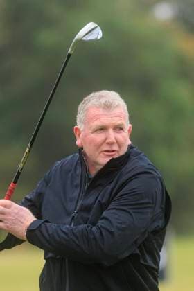 1st October 2024; Kingsbarns Golf Links, Fife, Scotland; Alfred Dunhill Links Golf Championship, Second Practice Day; Dougie MacIntyre, father of Bob on the fairway of the first hole on Kingsbarns Golf Links, during a practice round ahead of the Dunhill Links Championship  ActionPlus12698725 DavidxYoung