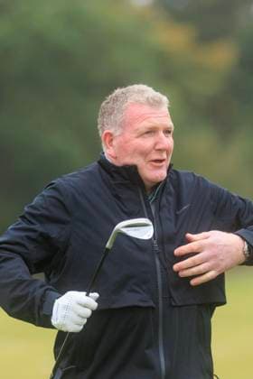 1st October 2024; Kingsbarns Golf Links, Fife, Scotland; Alfred Dunhill Links Golf Championship, Second Practice Day; Dougie MacIntyre, father of Bob on the fairway of the first hole on Kingsbarns Golf Links, during a practice round ahead of the Dunhill Links Championship  ActionPlus12698726 DavidxYoung