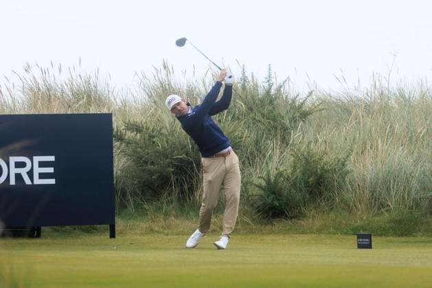 1st October 2024; Kingsbarns Golf Links, Fife, Scotland; Alfred Dunhill Links Golf Championship, Second Practice Day; Billy Horschel of the USA tees off on the eighteenth hole on Kingsbarns Golf Links, during a practice round ahead of the Dunhill Links Championship  ActionPlus12698733 DavidxYoung