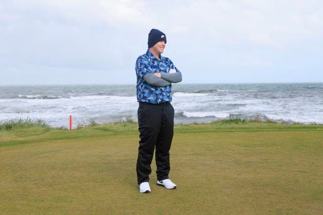 1st October 2024; Kingsbarns Golf Links, Fife, Scotland; Alfred Dunhill Links Golf Championship, Second Practice Day; Robert Macintyre of Scotland on the fairway of the third hole on Kingsbarns Golf Links, during a practice round ahead of the Dunhill Links Championship  ActionPlus12698756 DavidxYoung