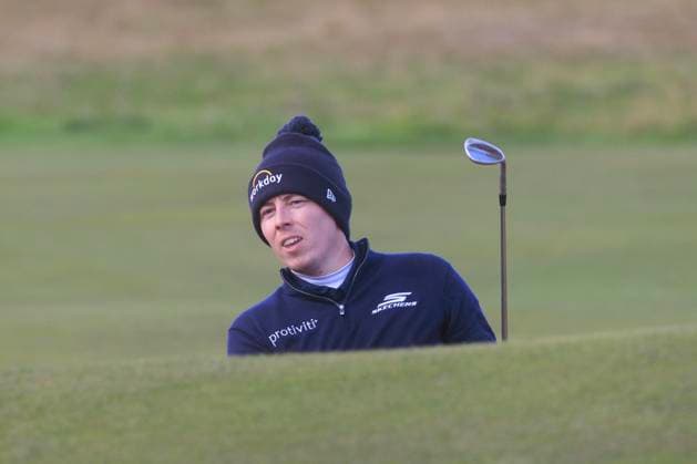 1st October 2024; Old Course at St Andrews, St Andrews, Fife, Scotland; Alfred Dunhill Links Golf Championship, Second Practice Day; Matt Fitzpatrick of England in the road hole bunker on the seventeenth hole of the Old Course, St Andrews, during a practice round ahead of the Dunhill Links Championship  ActionPlus12698764 DavidxYoung