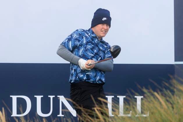 1st October 2024; Kingsbarns Golf Links, Fife, Scotland; Alfred Dunhill Links Golf Championship, Second Practice Day; Robert Macintyre of Scotland tees off on the fourth hole on Kingsbarns Golf Links, during a practice round ahead of the Dunhill Links Championship  ActionPlus12698739 DavidxYoung