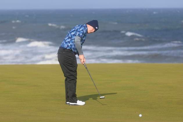 1st October 2024; Kingsbarns Golf Links, Fife, Scotland; Alfred Dunhill Links Golf Championship, Second Practice Day; Robert Macintyre of Scotland putts on the fourth green on Kingsbarns Golf Links, during a practice round ahead of the Dunhill Links Championship  ActionPlus12698742 DavidxYoung