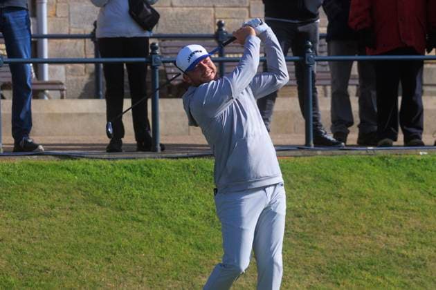 1st October 2024; Old Course at St Andrews, St Andrews, Fife, Scotland; Alfred Dunhill Links Golf Championship, Second Practice Day; Talor Gooch of the USA tees off on the first hole of the Old Course, St Andrews, during a practice round ahead of the Dunhill Links Championship  ActionPlus12698746 DavidxYoung