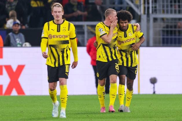 01 10 2024, Football, Season 2024 2025, UEFA Champions League, Matchday 2, Borussia Dortmund Celtic Glasgow, f l Julian Ryerson Borussia Dortmund , Karim Adeyemi Borussia Dortmund celebrate the goal for 5 1, Dortmund Signal Iduna Park NRW Germany xRHR PHOTO DEx Copyright: DennisxEwert RHR-FOTOx RHR-FOTO DE