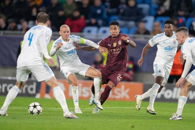 Vladimir Weiss jr. in the battle during UEFA Champions league match, SK Slovan Bratislava - Manchester City , 01. october 2024 Copyright: xMICHALxFAJT,ZOSPORTU.SKx DSC_2669