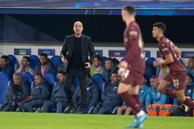 Pep Guardiola gesticulates during UEFA Champions league match, SK Slovan Bratislava - Manchester City , 01. october 2024 Copyright: xMICHALxFAJT,ZOSPORTU.SKx DSC_2780