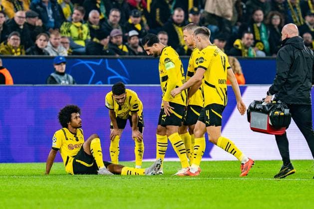 01 10 2024, Borussia Dortmund vs Celtic Glasgow, UEFA Champions League, Matchday 2 Karim Adeyemi Borussia Dortmund, 27 has to be substituted with an injury, injured Copyright: xBahhoxKarax