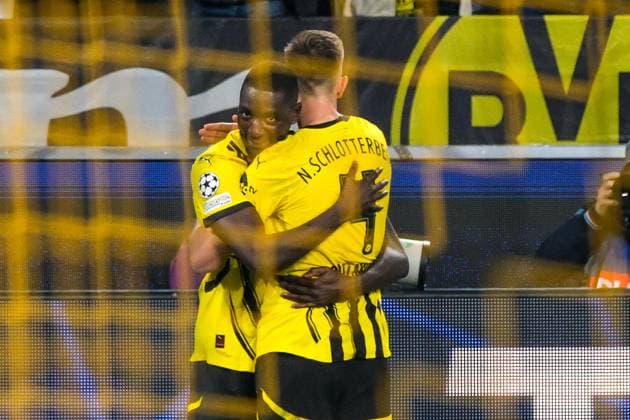 Serhou Guirassy Borussia Dortmund, 09 and Nico Schlotterbeck Borussia Dortmund, 04 celebrate the goal for 6 1, GER, Borussia Dortmund vs Celtic Glasgow, Football, Champions League, Matchday 2, Season 2024 2025, 01 10 2024 GER, Borussia Dortmund vs Celtic Glasgow, Football, Champions League, Matchday 2, Season 2024 2025, 01 10 2024 Dortmund Copyright: xEibner-Pressefoto FlorianxWieganx EP_FWD