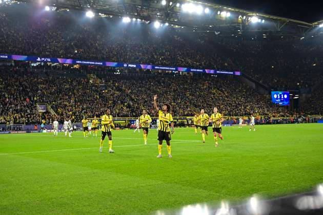 Goal celebration for 5 1 by Karim Adeyemi 27 Borussia Dortmund , Borussia Dortmund vs Celtic Glasgow, Soccer, Champions League, Matchday 2, 01 10 2024 Dortmund Nordrhein Westfalen Germany Copyright: xkolbert-press MarcxNiemeyerx