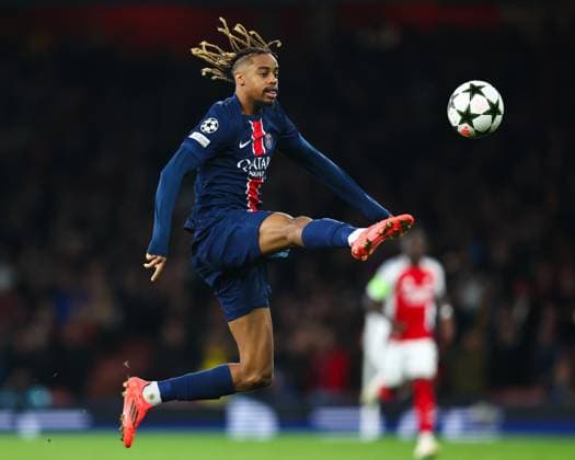 Arsenal gegen PSG 1. Oktober 2024, London UEFA Champions™s League Fußball Arsenal gegen Paris Saint Germain Bradley Barcola von Paris Saint Germain Foto Charlotte Wilson Abseits London UK  Copyright: xCharlottexWilsonx xOffsidexOffside