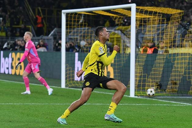 Soccer Champions League 2 Matchday Borussia Dortmund Celtic Glasgow on 01 10 2024 at Signal Iduna Park in Dortmund Goal celebration to 7 1 by Felix Nmecha Dortmund xRx