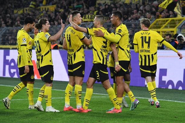 Soccer Champions League 2 Matchday Borussia Dortmund Celtic Glasgow on 01 10 2024 at Signal Iduna Park in Dortmund Goal celebration to 7 1 by Felix Nmecha Dortmund xRx