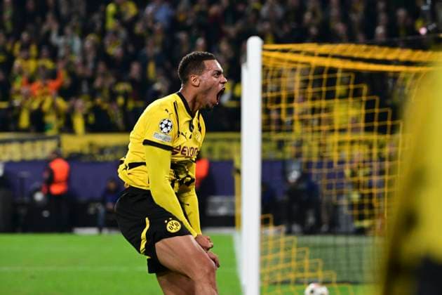 Goal celebration for 7 1 by Felix Nmecha 8 Borussia Dortmund , Borussia Dortmund vs Celtic Glasgow, Soccer, Champions League, Matchday 2, 01 10 2024 Dortmund Nordrhein Westfalen Germany Copyright: xkolbert-press MarcxNiemeyerx
