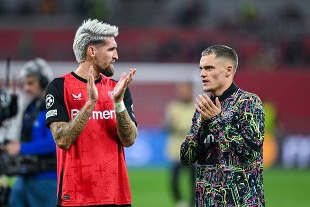 01 10 2024, Football, Champions League, Matchday 2, Season 2024 2025, Bayer 04 Leverkusen AC Milan, Robert Andrich Bayer Leverkusen , Florian Wirtz Bayer Leverkusen xRHR PHOTO TKx Copyright: RHR-FOTOx RHR-FOTO TK