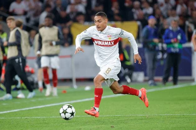 01 10 2024 Stuttgart , Champions League soccer VfB Stuttgart vs Sparta Prague, Enzo Millot VfB In accordance with the regulations of the DFL German Football League, it is prohibited to exploit or have exploited photographs taken in the stadium and or of the match in the form of sequential images and or video-like photo series