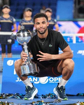 Winner Arthur Fils with trophy, trophy award ceremony, presentation final, final, Kinoshita Group Japan Open Tennis Championships, Tokyo, Japan Copyright: xJuergenxHasenkopfx