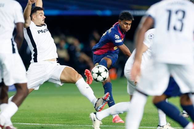 Lamine Yamal (Barcelona), OCTOBER 1, 2024 - Football Soccer : UEFA Champions League match between FC Barcelona, Barca 5-0 Young Boys at the Estadi Olimpic Lluis Companys in Barcelona, Spain. Noxthirdxpartyxsales  (268570957)