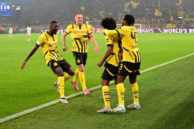 Goal celebration for 2 1 by Karim Adeyemi 27 Borussia Dortmund , Borussia Dortmund vs Celtic Glasgow, Soccer, Champions League, Matchday 2, 01 10 2024 Dortmund Nordrhein Westfalen Germany Copyright: xkolbert-press MarcxNiemeyerx