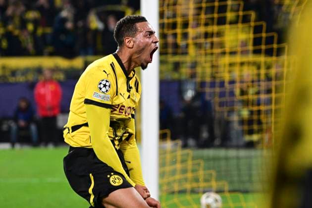 Goal celebration for 7 1 by Felix Nmecha 8 Borussia Dortmund , Borussia Dortmund vs Celtic Glasgow, Soccer, Champions League, Matchday 2, 01 10 2024 Dortmund Nordrhein Westfalen Germany Copyright: xkolbert-press MarcxNiemeyerx