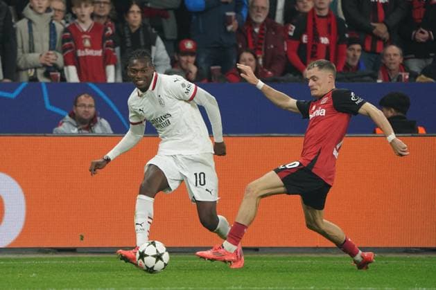 Football, UEFA Champions League 2024 2025, Bayer 04 Leverkusen AC Milan 01 10 2024 Bayarena Leverkusen, Florian Wirtz , Bayer 04 Leverkusen, Rafael Leao, AC Milan,