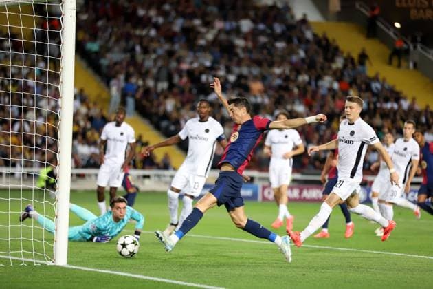 October 1, 2024, Sabadell, Barcelona, Spain: Barcelona Spain 01.10.2024 Robert Lewandowski FC Barcelona, Barca and Marvin Keller (BSC Young Boys ) battle for the ball during the UEFA Champions League between FC Barcelona and BSC Young Boys at Estadi Olimpic Lluis Companys on 01 October 2024 in Barcelona. Sabadell Spain - ZUMAu50_ 20241001_zsp_u50_049 Copyright: xXavixUrgelesx