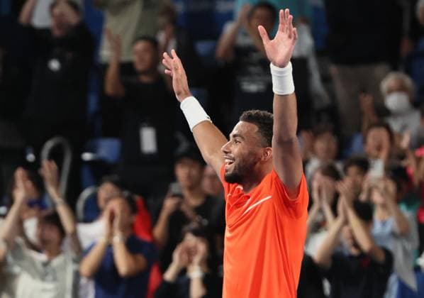 October 1, 2024, Tokyo, Japan - Arthur Fils of Francei reacts to audience as he won the Japan Open Tennis championships at the Ariake Colosseum in Tokyo on Tuesday, October 1, 2024. Fils defeated his compatriot Ugo Humbert in the final. (photo by Yoshio Tsunoda AFLO) Noxthirdxpartyxsales  (0766346540st)