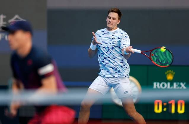 (241002) -- BEIJING, Oct. 2, 2024 -- Harri Heliovaara Henry Patten (R) compete the men s doubles final between Simone Bolelli Andrea Vavassori of Italy and Harri Heliovaara (Finland) Henry Patten (Britain) at the 2024 China Open tennis tournament in Beijing, China, Oct. 2, 2024. ) (SP)CHINA-BEIJING-TENNIS-CHINA OPEN-MEN S DOUBLES-FINAL (CN) WangxLili 