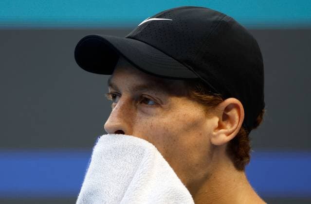 (241002) -- BEIJING, Oct. 2, 2024 -- Jannik Sinner of Italy reacts during the Men s Singles Final between Jannik Sinner of Italy and Carlos Alcaraz of Spain at the 2024 China Open tennis tournament in Beijing, capital of China, Oct. 2, 2024. ) (SP)CHINA-BEIJING-TENNIS-CHINA OPEN-MEN S SINGLES-FINAL (CN) WangxLili 