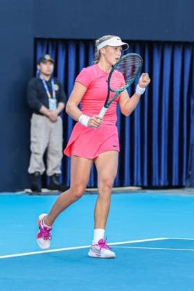 (241002) -- BEIJING, Oct. 2, 2024 -- Mirra Andreeva celebrates during the women s singles round of 16 match between Magda Linette of Poland and Mirra Andreeva of Russia at 2024 China Open tennis tournament in Beijing, capital of China, Oct. 2, 2024. (Photo by Xinhua) (SP)CHINA-BEJING-TENNIS-CHINA OPEN-WOMEN S SINGLES (CN) ChangxNengjia 