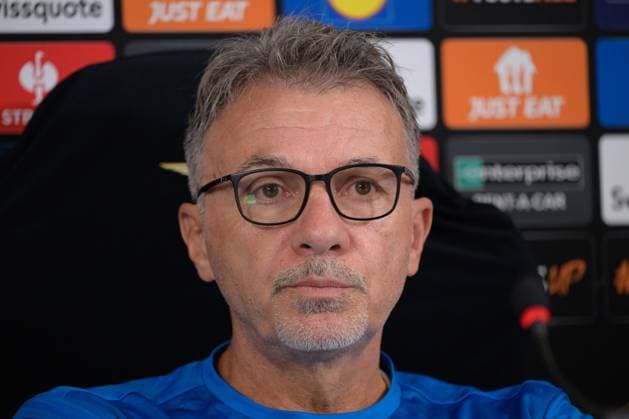 SS Lazio head coach Marco Baroni attends during the UEFA Europa League 2024 25 League Phase MD2 press conference, PK, Pressekonferenz at Formello Training Center on October 02, 2024 in Rome, Italy. - Soccer  Copyright: xFabrizioxCorradetti IPAxSportx x xx IPA_50269790 IPA_Agency_IPA50269790