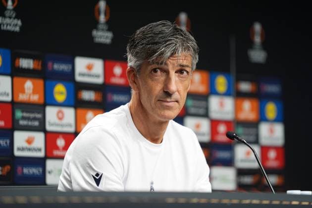 Real Sociedad s coach Imanol Alguacil pictured during a press conference, PK, Pressekonferenz of Spanish team Real Sociedad in San Sebastian, Spain, Wednesday 02 October 2024, before tomorrow s game against Belgian Team RSC Anderlecht, in the second day of the UEFA Europa League tournament. JOMAxGARCIAxIxGISBERT  x101812843x