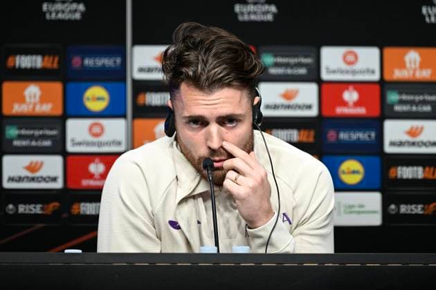 Real Sociedad v RSC Anderlecht - UEFA Europa League - Media Activities SAN SEBASTIAN, SPAIN - OCTOBER 02 : Coosemans Colin goalkeeper of RSC Anderlecht during the press conference, PK, Pressekonferenz ahead of the UEFA Europa League phase 2 match between Real Sociedad and RSC Anderlecht on October 2, 2024 in San Sebastian, Spain, 02 10 2024 San Sebastian Spain  Copyright: xDhax