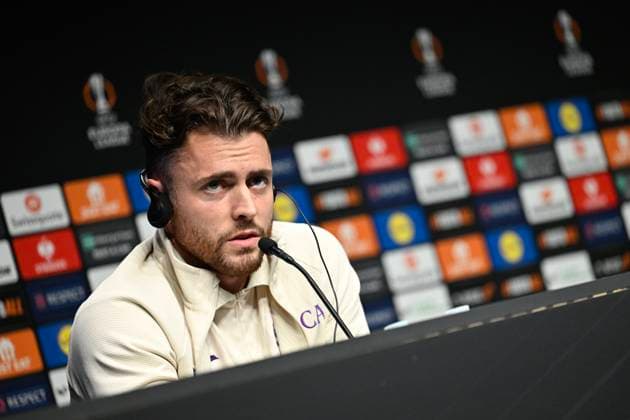 Real Sociedad v RSC Anderlecht - UEFA Europa League - Media Activities SAN SEBASTIAN, SPAIN - OCTOBER 02 : Coosemans Colin goalkeeper of RSC Anderlecht during the press conference, PK, Pressekonferenz ahead of the UEFA Europa League phase 2 match between Real Sociedad and RSC Anderlecht on October 2, 2024 in San Sebastian, Spain, 02 10 2024 San Sebastian Spain  Copyright: xDhax