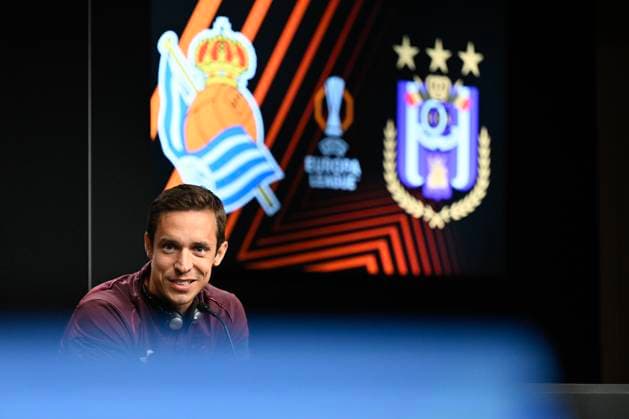 Real Sociedad v RSC Anderlecht - UEFA Europa League - Media Activities SAN SEBASTIAN, SPAIN - OCTOBER 02 : Hubert David head coach of RSC Anderlecht during the press conference, PK, Pressekonferenz ahead of the UEFA Europa League phase 2 match between Real Sociedad and RSC Anderlecht on October 2, 2024 in San Sebastian, Spain, 02 10 2024 San Sebastian Spain  Copyright: xDhax