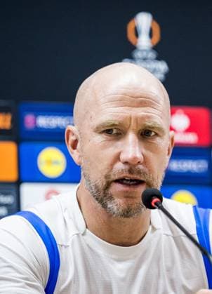 241002 Head coach Henrik Rydström of Malmö FF during a press conference with Malmö FF on October 2, 2024 in Baku Photo Petter Arvidson BILDBYRAN kod PA PA0890 fotboll football soccer fotball uefa europa league presskonferens press conference malmö ff bbeng  Copyright: PETTERxARVIDSON BB241002PA024