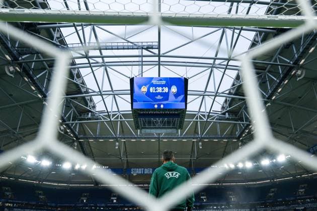 02 10 2024, Football, Champions League, Matchday 2, Season 2024 2025, Shakhtar Donetsk Atalanta Bergamo, Video cube Veltins Arena, xRHR PHOTO TKx Copyright: RHR-FOTOx RHR-FOTO TK