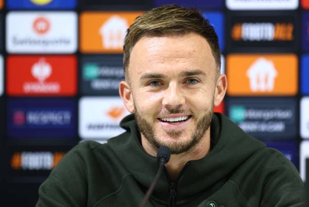 James Maddison of Tottenham Hotspur Tottenham Hotspur Training and press conference, PK, Pressekonferenz UEFA Europa League, Group Stage, Football, Groupama Arena, Budapest, Hungary, 02 Oct 2024 EDITORIAL USE ONLY No use with unauthorised audio, video, data, fixture lists, club league logos or live services. Online in-match use limited to 120 images, no video emulation. No use in betting, games or single club league player publications.  Copyright: xMichaelxZemanek Shutterstockx 14752478h