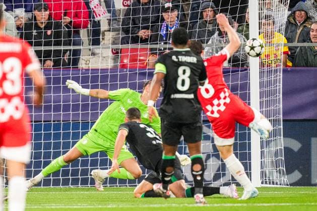 UEFA Champions League: Girona FC v Feyenoord Girona - Feyenoord keeper Timon Wellenreuther during the second round of new format of the UEFA Champions League 2024 2025. The match is set between Girona FC and Feyenoord at Estadi Montilivi on 2 October 2024 in Girona, Spain. Copyright: xYannickxVerhoevenx