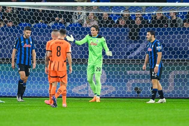 02 10 2024, Football, Champions League, Matchday 2, Season 2024 2025, Shakhtar Donetsk Atalanta Bergamo, Goalkeeper Marco Carnesecchi Atalanta Bergamo , xRHR PHOTO TKx Copyright: RHR-FOTOx RHR-FOTO TK